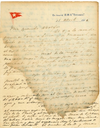 タイタニック号乗客の手紙、競売へ ウルグアイ