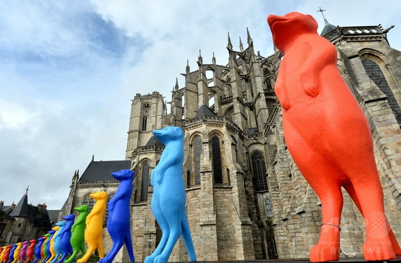 巨大カタツムリにミーアキャット、仏で「再生アート」