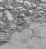 米航空宇宙局の無人探査機ニューホライズンズが撮影した、冥王星の地表の高解像度画像。大きな「氷の岩盤」が密集し、山部分とせめぎあっている（2015年12月4日撮影、2018年6月1日取得）。(c)AFP PHOTO /NASA/JHUAPL/SWRI