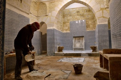 トルコ式公衆浴場の修復進む、内戦で損傷 シリア