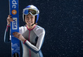 2014年ソチ冬季五輪に向けて行われた米オリンピック委員会（US Olympic Committee、USOC）のポートレート撮影会で、ポーズを取るスキージャンプ女子のサラ・ヘンドリクソン（Sarah Hendrickson、2013年4月23日撮影）。(c)AFP/Getty Images/Harry How