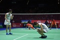 バドミントン、全英オープン、女子ダブルス決勝。優勝を喜ぶ福島由紀/廣田彩花組（2020年3月15日撮影）。 (c)Oli SCARFF / AFP