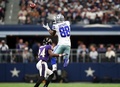 16NFL第11週、ダラス・カウボーイズ対ボルティモア・レイヴンズ。パスをレシーブするダラス・カウボーイズのデズ・ブライアント（右、2016年11月20日撮影）。(c)AFP/Getty Images/Tom Pennington