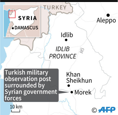 シリア政府軍、北西部でトルコ軍の監視拠点を包囲