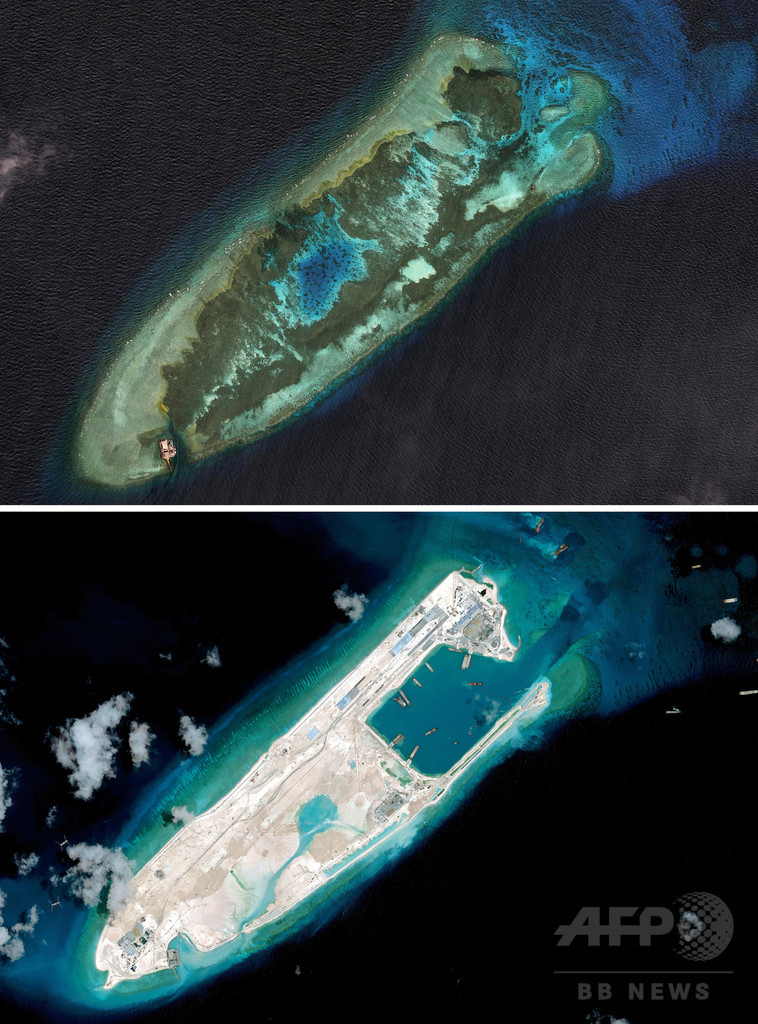 中国が開発進める南沙諸島の変貌、10年前との比較写真