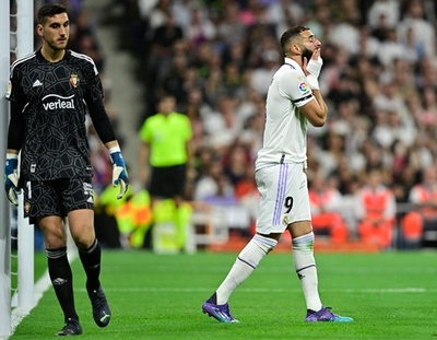 レアルの全勝途切れる、ベンゼマPK失敗でオサスナとドロー