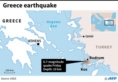 エーゲ海でM6.7の地震、ギリシャのコス島で2人死亡