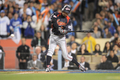 第2回ワールド・ベースボール・クラシック（%%2009 World Baseball Classic%%）決勝、韓国戦で延長10回に決勝の2点適時打を放つ日本のイチロー（%%Ichiro Suzuki%%）。（2009年3月23日撮影）(c)AFP/Getty Images/Kevork Djansezian