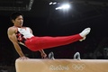 リオデジャネイロ五輪、体操男子予選。あん馬の演技に臨む山室光史（2016年8月6日撮影）。(c)AFP/Ben STANSALL