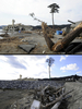 東日本大震災の被災地の震災直後の様子と、2012年1月の様子。

写真上は岩手県陸前高田市の津波被災地に立つ一本松（2011年3月29日撮影）。写真下は現在の様子（2012年1月15日撮影）。(c)AFP/TOSHIFUMI KITAMURA/TORU YAMANAKA