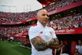16-17スペイン1部リーグ第38節、セビージャFC対オサスナ。試合開始を待つセビージャFCのホルヘ・サンパオリ監督（2017年5月20日撮影）。(c)AFP/CRISTINA QUICLER
