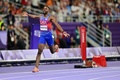 パリ五輪、陸上男子400メートルハードル決勝。優勝を喜ぶ米国のライ・ベンジャミン（2024年8月9日撮影）。(c)Martin  BERNETTI / AFP