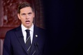 2024年ノーベル平和賞受賞者を発表するノーベル委員会のヨルゲン ・バトネ・フリドネス氏。スウェーデン・ストックホルムのスウェーデン・アカデミーで（2024年10月11日撮影）。(c)Javad Parsa / NTB / AFP