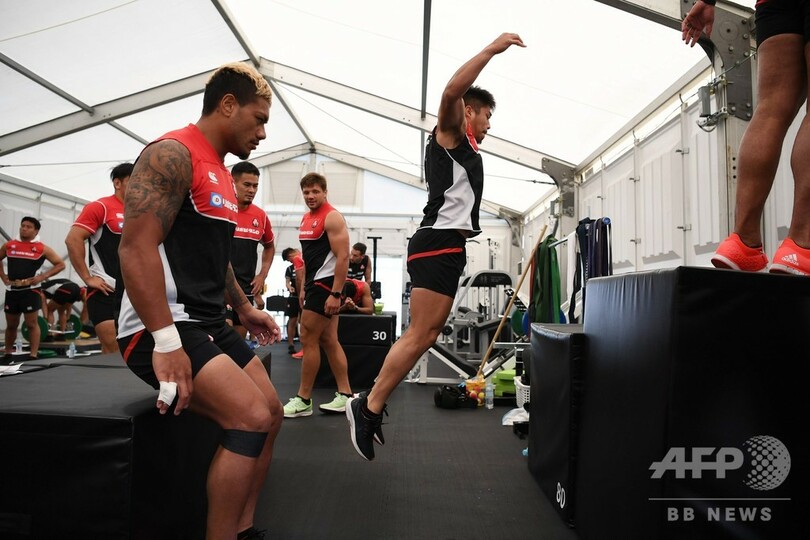 ラグビー日本代表がジムでトレーニング、5日にW杯サモア戦