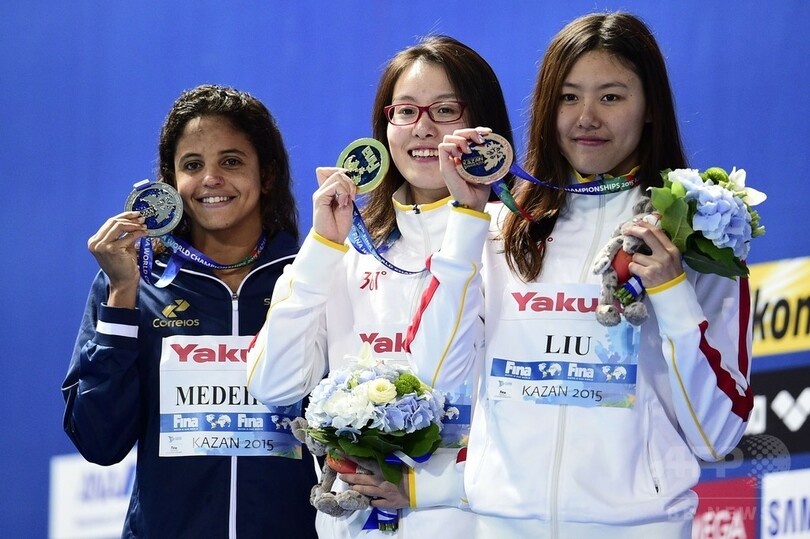 中国の傅園慧が女子50m背泳ぎで悲願の金、第16回世界水泳