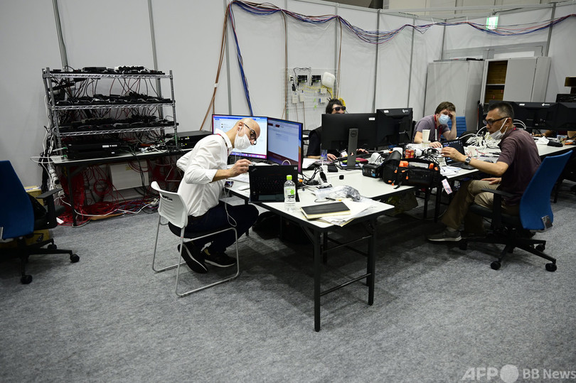 バランスボール、カフェイン、ずらりとカメラ…AFPの五輪取材拠点