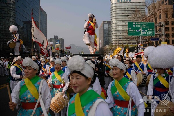 韓国「三・一独立運動」から100年、ソウルで記念日祝う市民