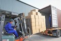 梱包された輸出用乾燥ミールワームを、天津港に向かうトラックに積み込む従業員（2020年4月1日撮影）。(c)Xinhua News