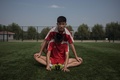 北朝鮮のサッカーアカデミー、平壌国際蹴球学校で練習に臨むU-14の生徒（2016年9月22日撮影）。(c)AFP/Ed Jones