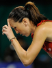 女子テニス、東レ・パンパシフィック・オープン（%%Toray Pan Pacific Open 2009%%）シングルス3回戦。大会第7シードのエレナ・ヤンコビッチ（%%Jelena Jankovic%%、セルビア）は、ロシアのエレナ・ベスニナ（%%Elena Vesnina%%）と対戦。ヤンコビッチは第1セットを6-1で制し迎えた第2セット途中（3-0）にベスニナが負傷棄権したため、準々決勝に進出した。写真は試合に臨むエレナ・ヤンコビッチ。（2009年9月30日撮影）(c)AFP/Toru YAMANAKA