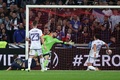 サッカー国際親善試合、フランス対スコットランド。チーム2点目を決めるフランスのベンジャミン・パヴァール（左、2023年10月17日撮影）。(c)FRANCK FIFE / AFP