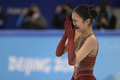 北京冬季五輪フィギュアスケート団体戦、女子フリースケーティングの演技を終え、涙を流す中国の朱易（2022年2月7日撮影）。(c)SEBASTIEN BOZON / AFP