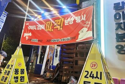 「子犬特価」に批判殺到…韓国・動物病院の横断幕が物議