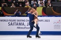 フィギュアスケート世界選手権、アイスダンス・リズムダンス（RD）。演技に臨む米国のマディソン・チョーク/エヴァン・ベイツ組（2023年3月24日撮影）。(c)Kazuhiro NOGI/AFP