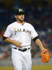 13MLB、マイアミ・マーリンズ（Miami Marlins）対デトロイト・タイガース（Detroit Tigers）。無安打で9回を投げ終え、マウンドを下りるマイアミ・マーリンズのヘンダーソン・アルバレス（Henderson Alvarez、2013年9月29日撮影）。(c)AFP/Getty Images/Jason Arnold