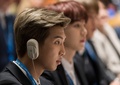米ニューヨークの国連本部での行事に出席した、韓国のヒップホップボーイズグループ「BTS（防弾少年団）」のメンバーら。国連提供（2018年9月24日撮影・公開）。(c)AFP PHOTO / UN/ Mark GARTEN