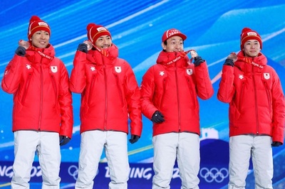 日本に銅メダル授与 ノルディック複合団体、北京冬季五輪