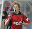後半6分に先制ゴールを決め喜ぶレバークーゼンのステファン・キースリング（%%Stefan Kiessling%%）。(c)AFP/DDP/JUERGEN SCHWARZ