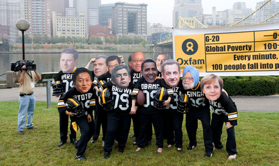 G20アメフトチーム結成！？「鳩山首相」も NGOパフォーマンス