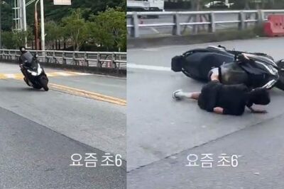 ヘルメットなし、無免許で転倒…韓国・小6児童の“危険すぎるバイク運転動画”が拡散