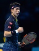 男子テニス、ATPワールドツアー・ファイナル5日目。ガッツポーズをみせる錦織圭（2015年11月19日撮影）。(c)AFP/GLYN KIRK