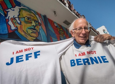 サンダース氏のそっくりさん、民主党員にくら替えし本人を応援