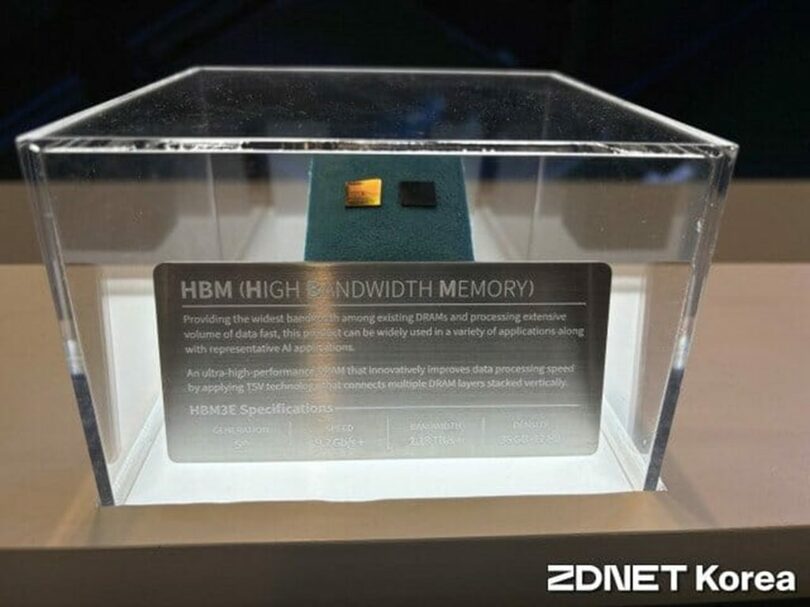SKハイニックスが1月にCES2024で展示した12層HBM3E(c)KOREA WAVE