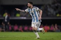 サッカー国際親善試合、アルゼンチン対キュラソー。得点を喜ぶアルゼンチンのリオネル・メッシ（2023年3月28日撮影）。(c)JUAN MABROMATA/ AFP