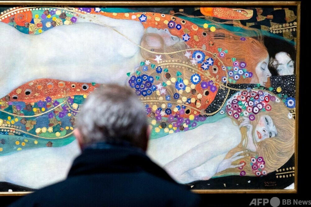 額縁周囲の大きさGustav Klimt クリムト 海蛇✕２点 - 置物