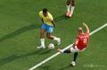ノルウェーがW杯初8強、敗れたブラジルのネイマールは代表引退示唆 サッカーW杯北中米大会・決勝トーナメント回戦2、ブラジル対ノルウェー。追加点を決めるノルウェーのアーリング・ブラウト・ハーランド(右、2026年7月5日撮影)。(c)CHARLY TRIBALLEAU / AFP