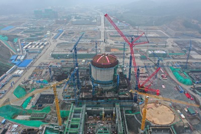太平嶺原発1号機、主要構造部が完成 中国広東省