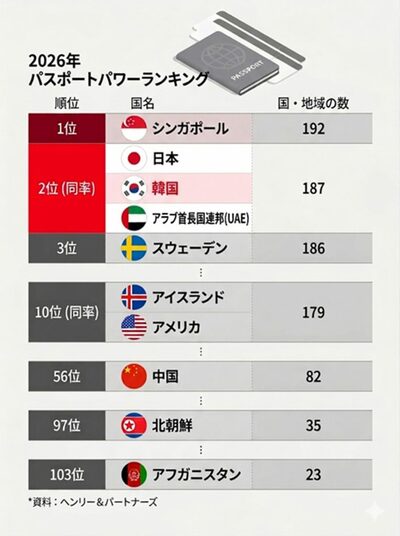 「最強のパスポート」世界2位に躍進した韓国…日本・UAEと並ぶ「ビザなし187カ国・地域」の旅券パワー
