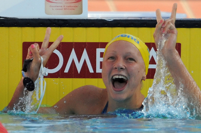 ショーストレム 女子100メートルバタフライ準決勝で世界新、世界水泳