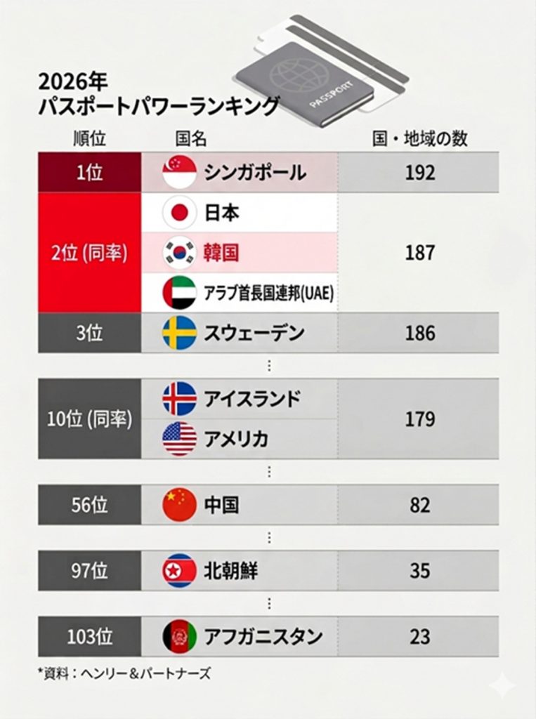 2026年旅券パワーランキング(c)MONEYTODAY