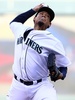 第85回MLBオールスターゲーム（85th All-Star Game）。先発登板するア・リーグのフェリックス・ヘルナンデス（Felix Hernandez、2014年7月15日撮影）。(c)AFP/Getty Images/Elsa