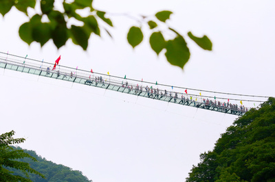 ガラスの吊り橋、無料開放 中国・河南省
