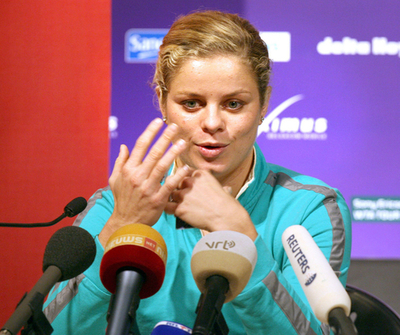 ＜女子テニス プロクシムス・ダイヤモンド・ゲーム2007＞クライシュテルス 初戦を前に記者会見に出席 - ベルギー