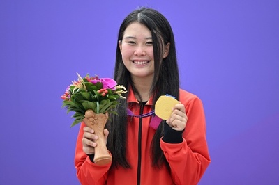 15歳草木が金 アジア大会、スケボー女子パーク