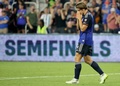 サッカーUSオープンカップ準決勝、FCシンシナティ対インテル・マイアミ。PK戦で失敗に終わり落胆するFCシンシナティのニック・ハグランド（2023年8月23日撮影）。(c)Andy Lyons/Getty Images/AFP