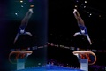 第52回世界体操競技選手権、女子団体決勝。跳馬の演技に臨む米国のシモーネ・バイルス（2023年10月4日撮影）。(c)KENZO TRIBOUILLARD / AFP